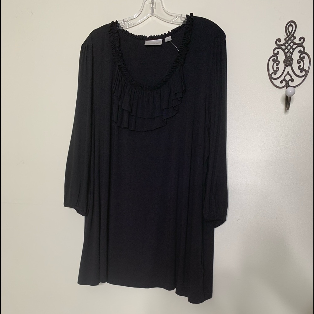 DUPLICATE,  NOT FOR SALE Avenue Black ¾ Sleeve Flowy Blouse Sz 22/24 - Picture 3 of 15
